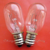 Two 220V 10W E12 base miniature light bulbs on red background